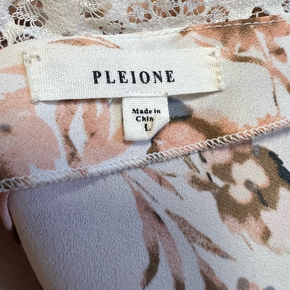 Pleione Large Floral Sleeveless Blouse Lace Silky Tank Shirt Romantic Feminine - Picture 7 of 9